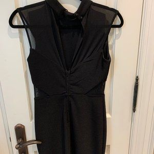 Le Chateau Black Body Con Dress with Mesh Detailing
